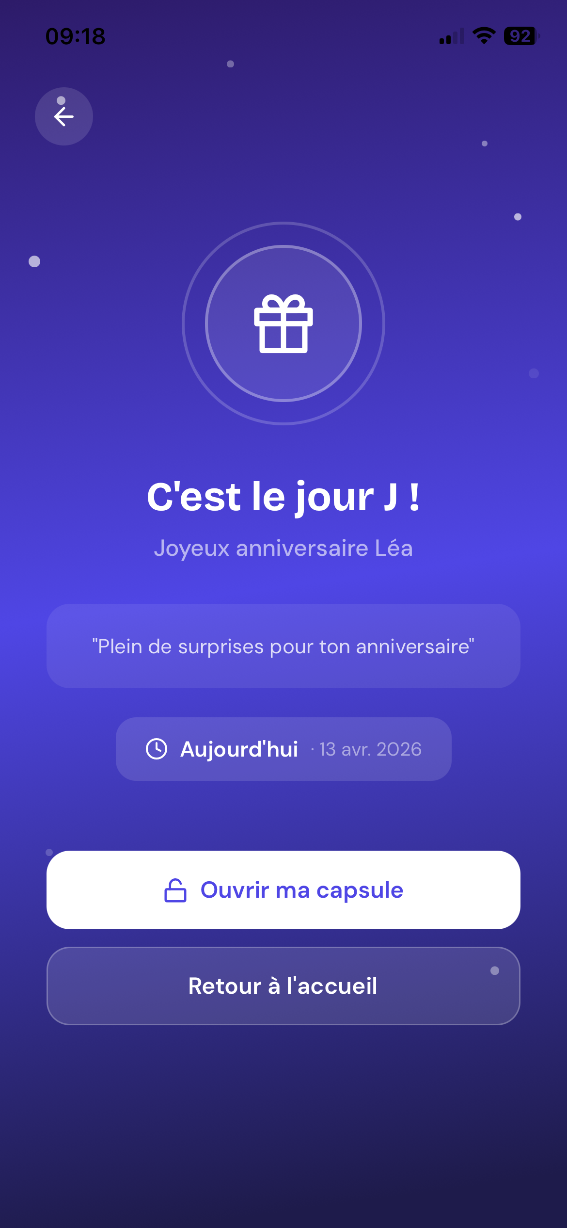 Capsule prête à ouvrir